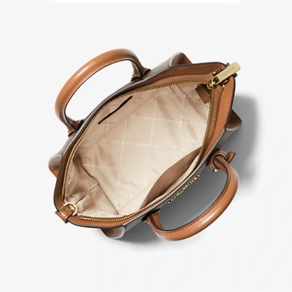 Michael Kors Avril Small Leather Logo Satchel Crossbody Brown Top Zip Bag
NWT - Picture 3 of 16